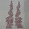 1 Pair 12" x 3" Each Side Beaded & Corded Floral Lace Applique 100% Polyester Organza